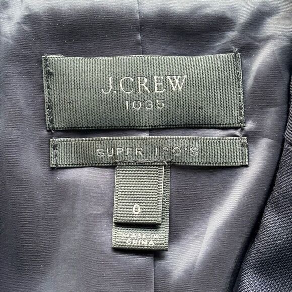 J.Crew 1035 Navy Blue Super 120's Single Button Wool Blazer Size 0 - Picture 3 of 10